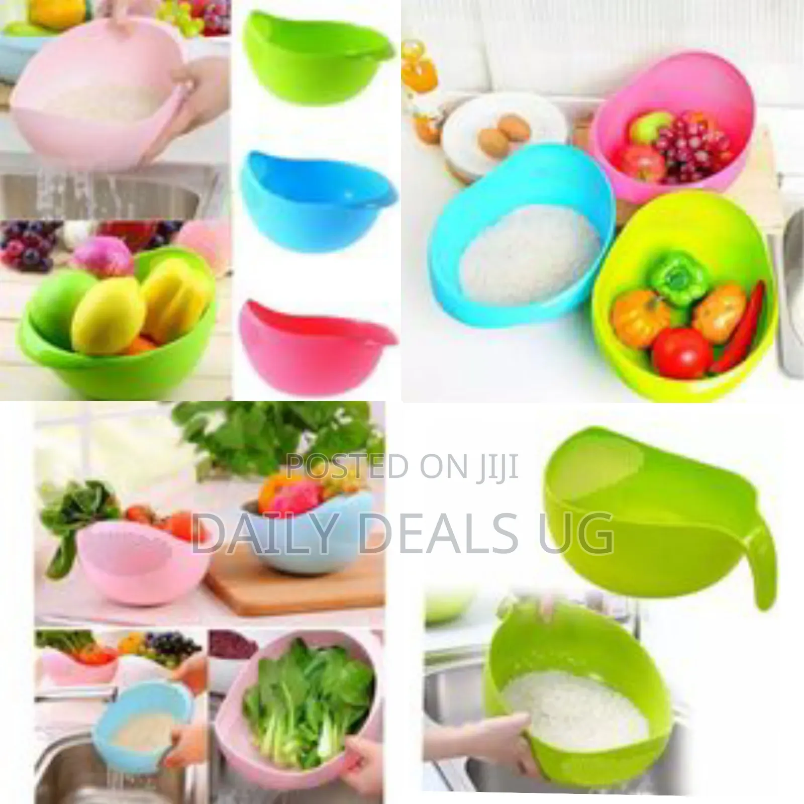 1pc Fruits Vegetable Washing Bowl Food Strainer Rice Colander