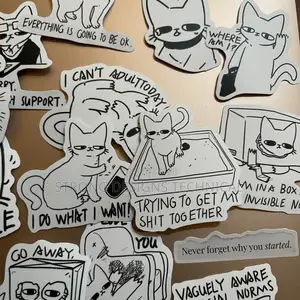Funny Sarcastic Cat Stickers for Laptops/ Books/ Phones.