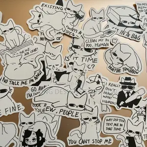 Funny Sarcastic Cat Stickers for Laptops/ Books/ Phones.