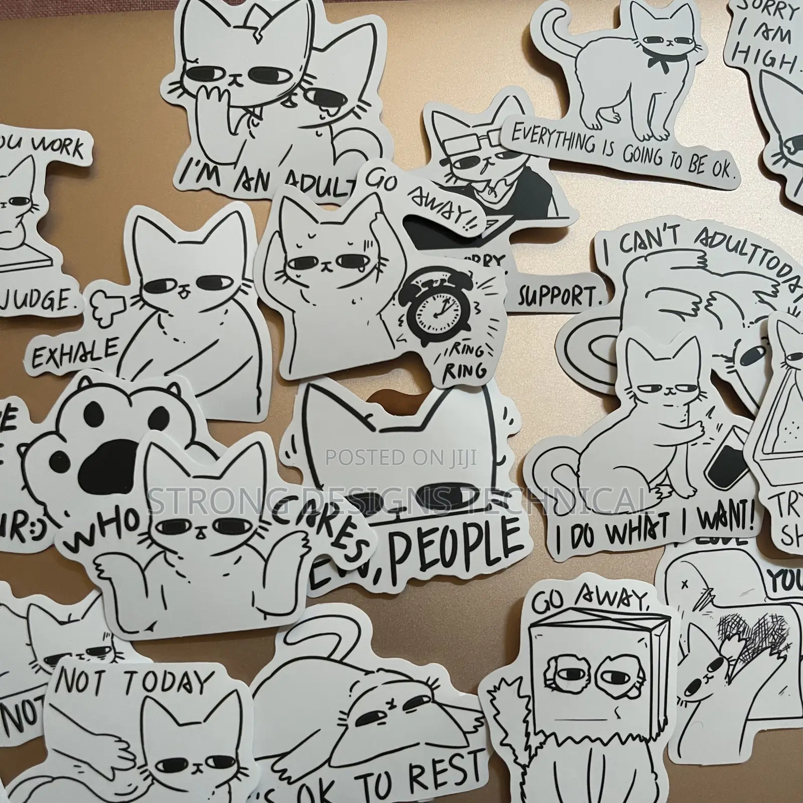 Funny Sarcastic Cat Stickers for Laptops/ Books/ Phones.