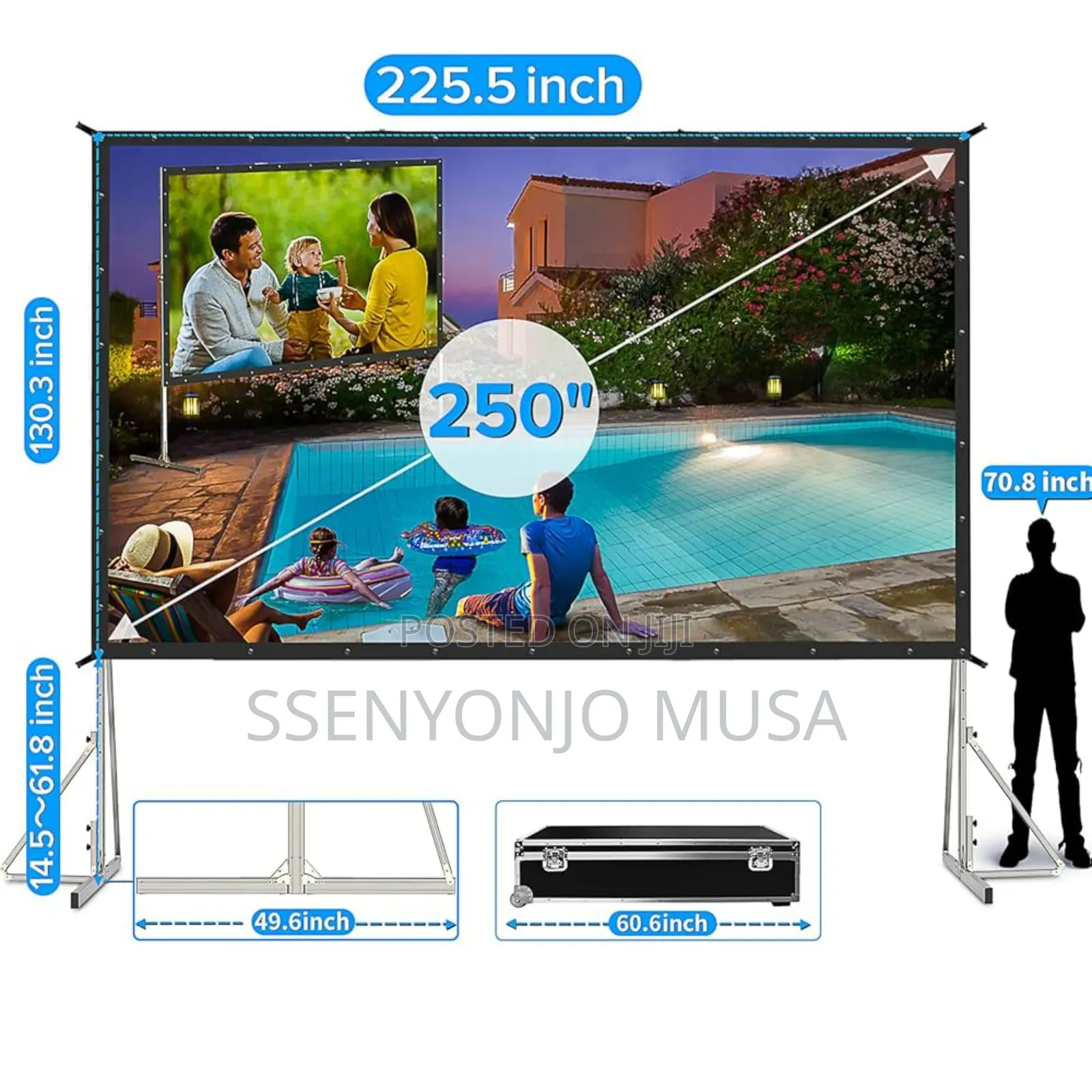 Nobo Manual Projector Screen With Tripod Stand, 240x240mm, White