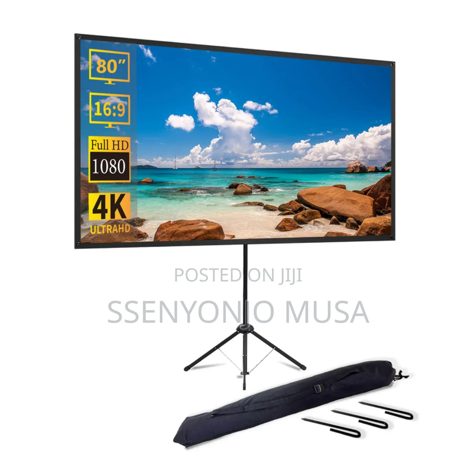 Nobo Manual Projector Screen With Tripod Stand, 240x240mm, White