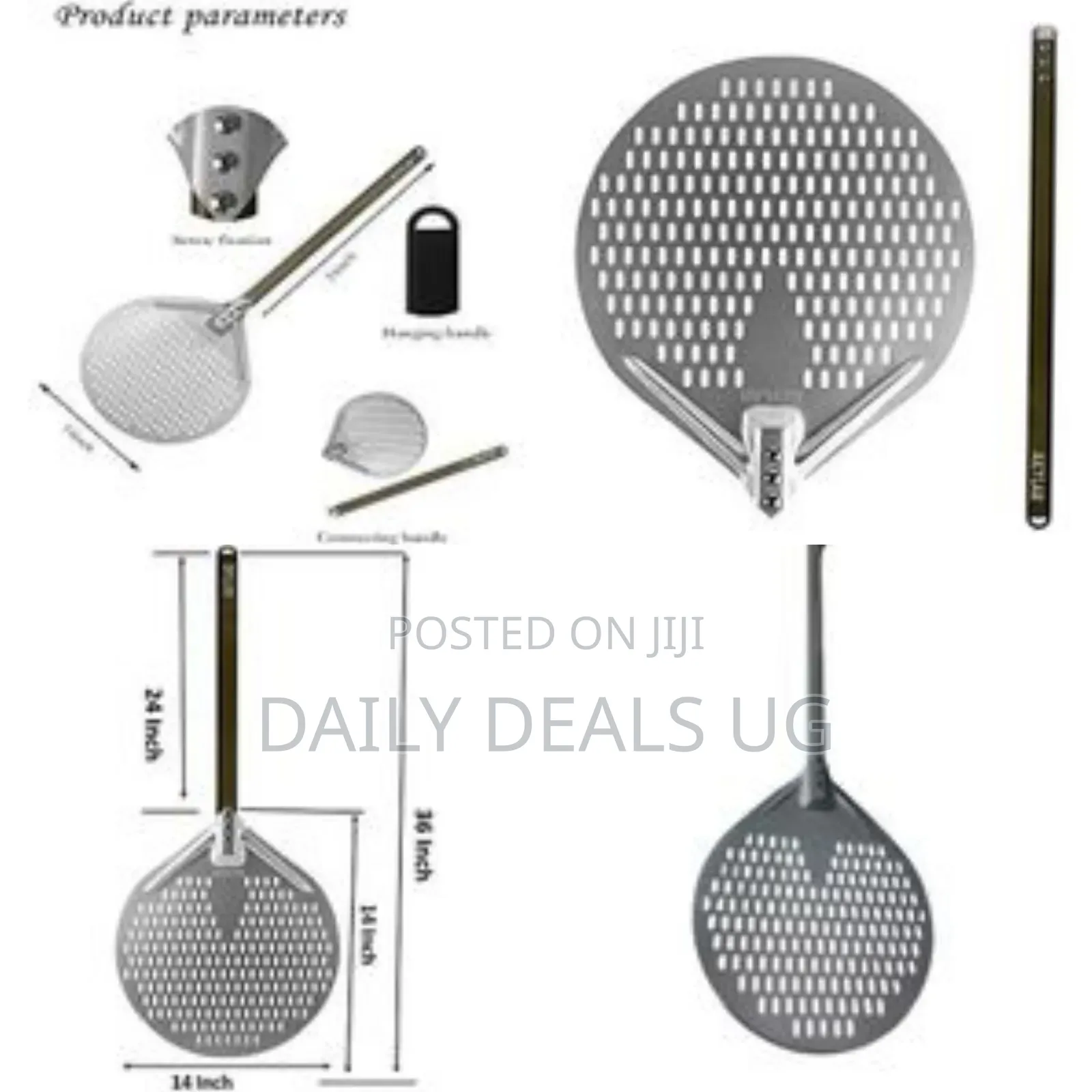 Round Peel Pizza 14 Inch by Akylar - Perforated Spatula