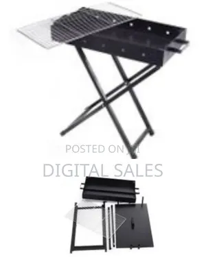 80x30cm Heavy Duty Foldable BBQ Stand With Kabab Smoker Grill Durable