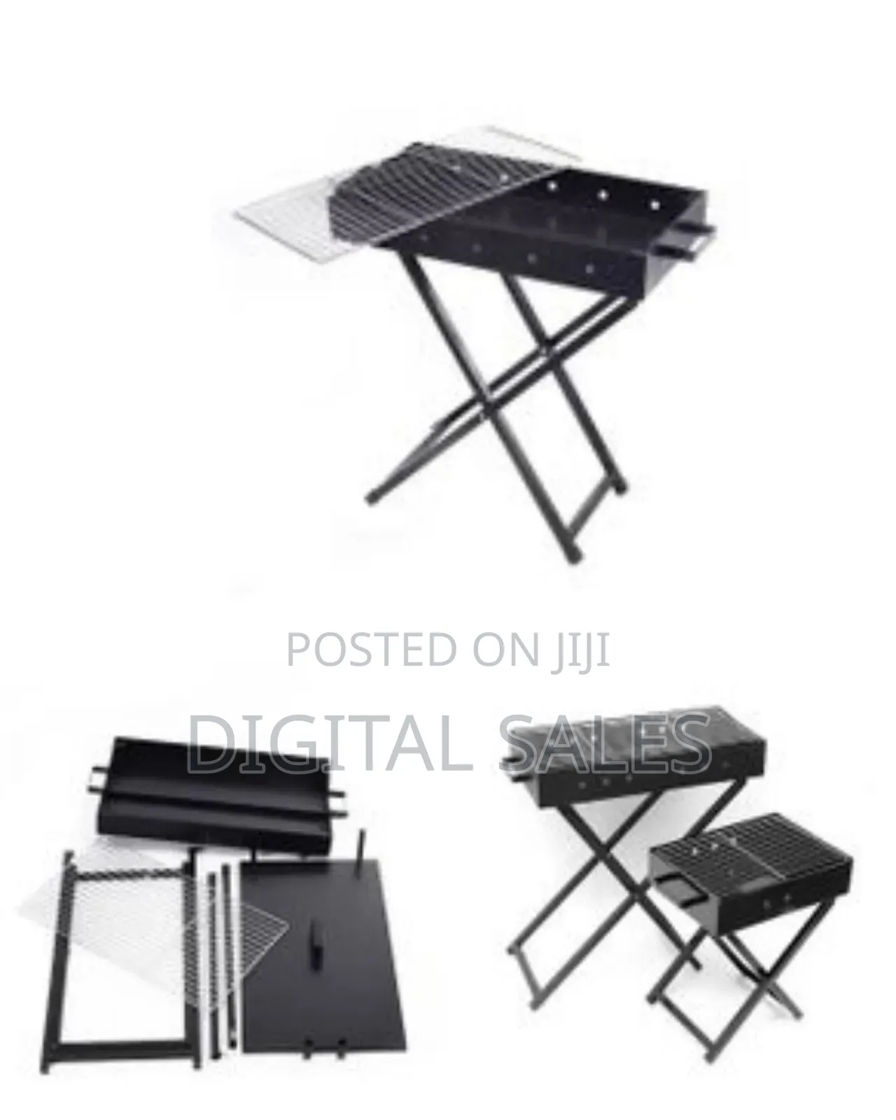 80x30cm Heavy Duty Foldable BBQ Stand With Kabab Smoker Grill Durable