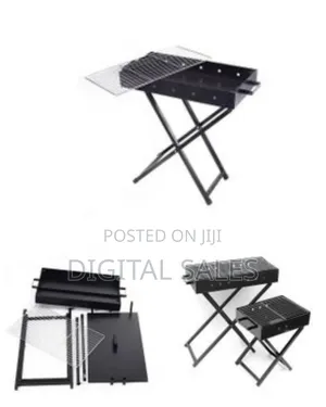 80x30cm Heavy Duty Foldable BBQ Stand With Kabab Smoker Grill Durable
