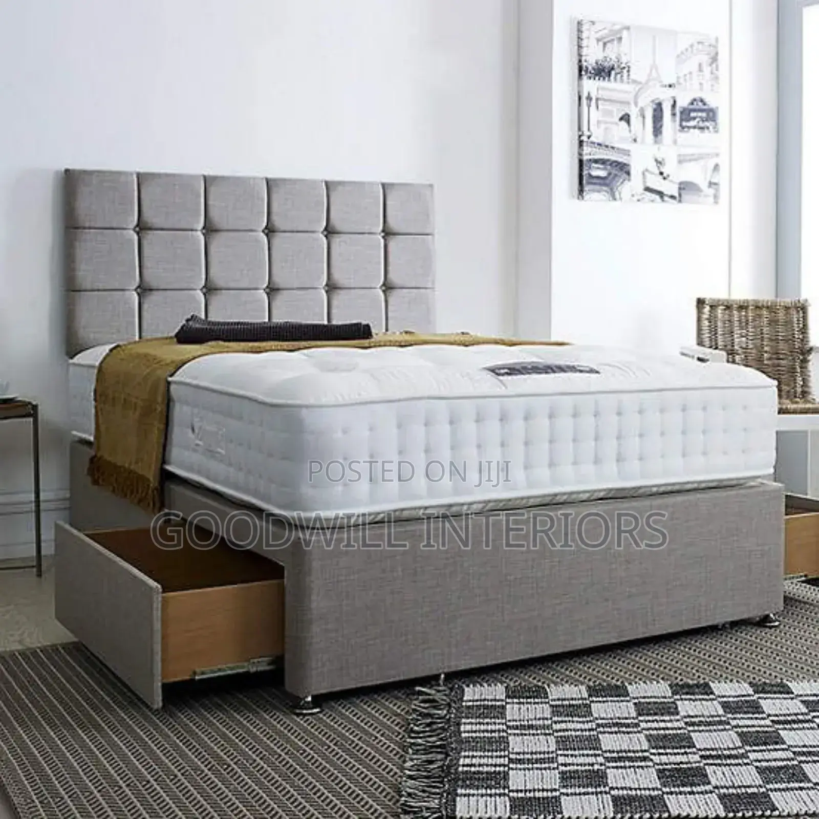A Storage Drawers Bed in Gray