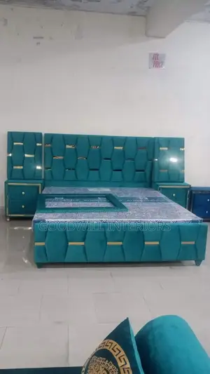 Light Green Colored Bed With Extension Cord From Drawers