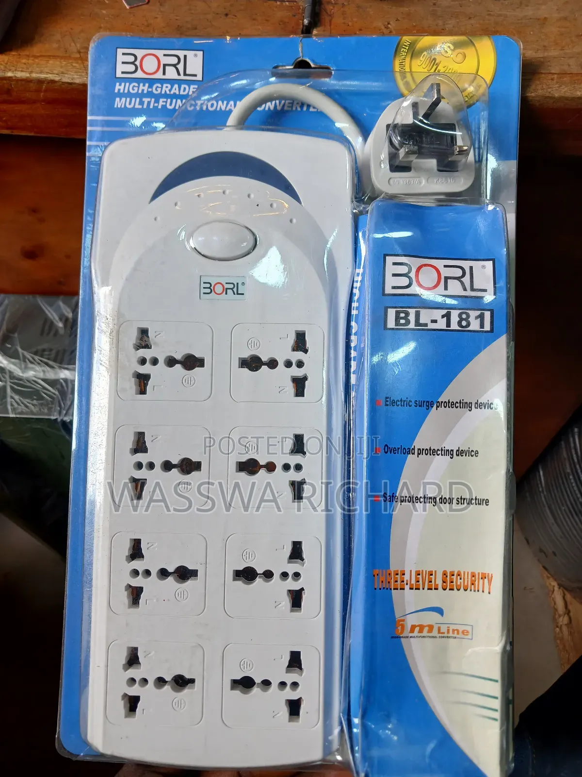 Borl Electric Extension 8 Holes 5 Meter Cable