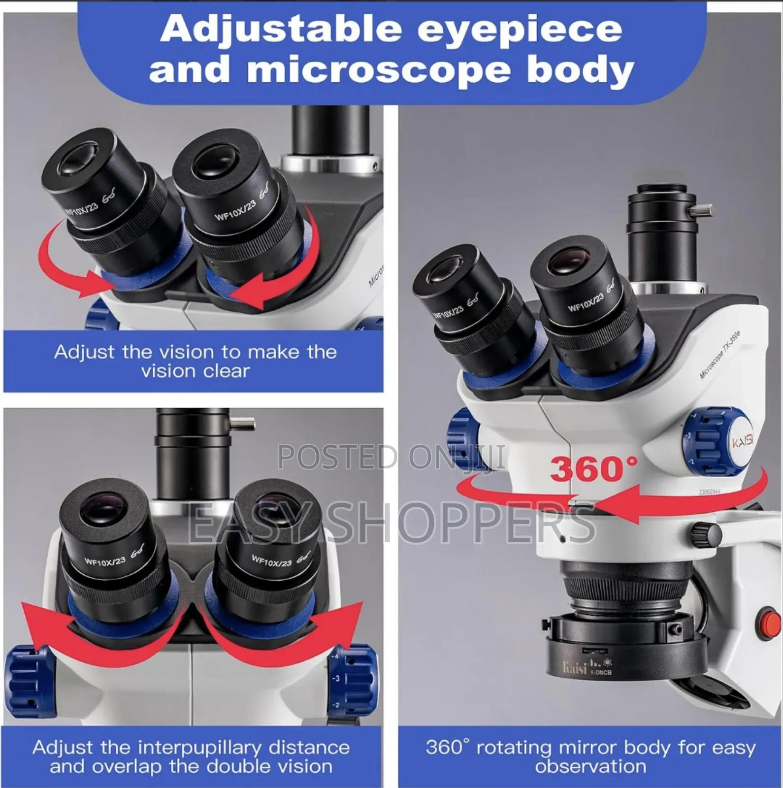 Kaisi Tx-350e Microscope 7x-50x Magnificatio Lab Stereo Zoom