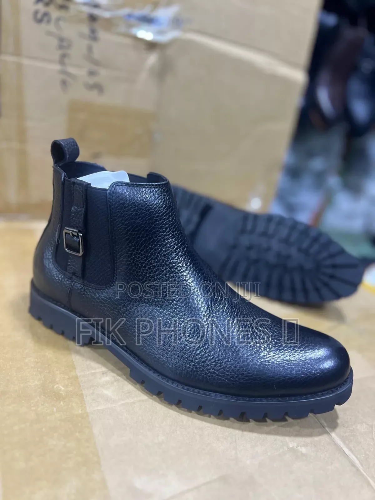 This Is a Tamer Tanca Men's Black Genuine Leather Casual Boot.