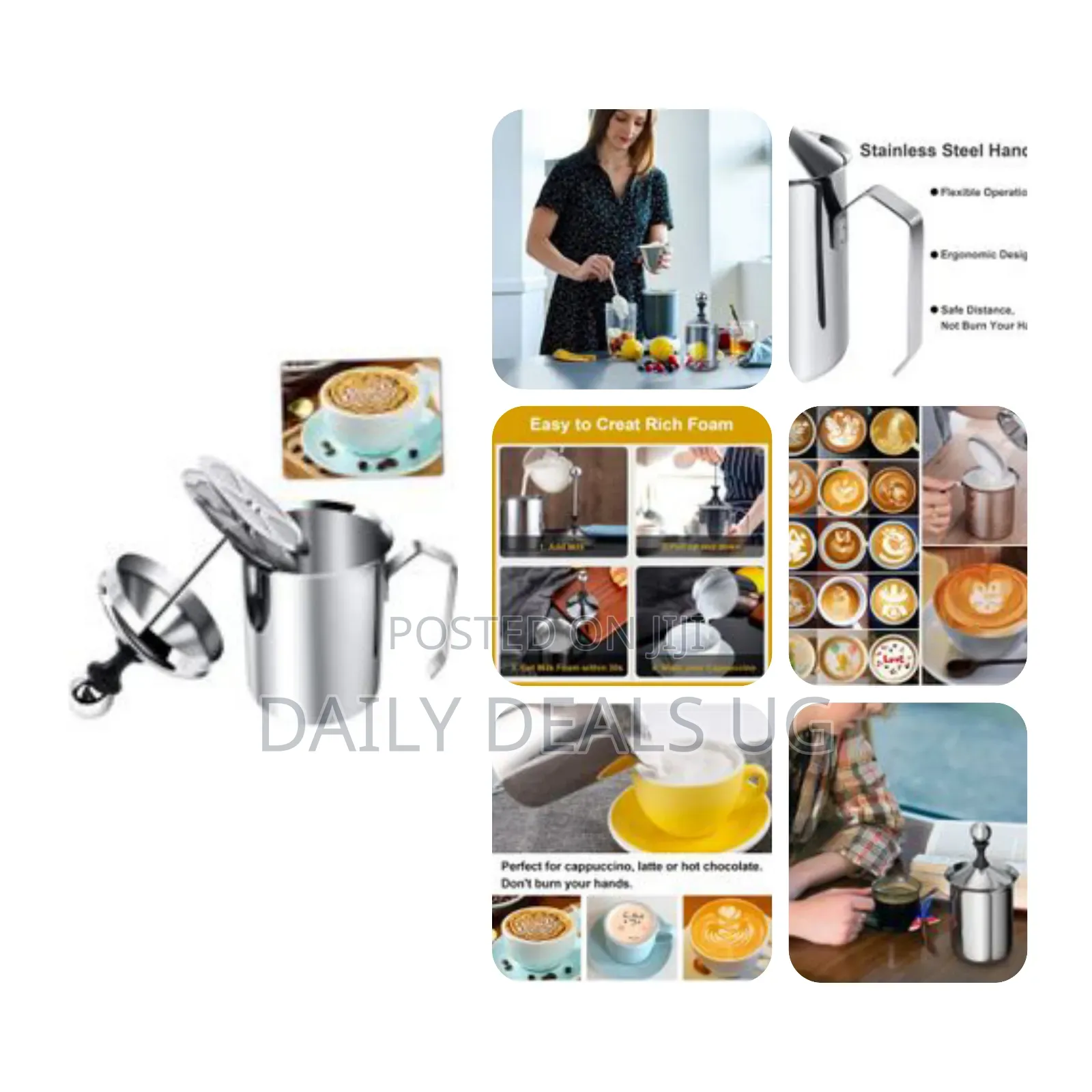 500ml Manual Milk Creamer Hand Pump Frother Cappuccino Latte Coffee