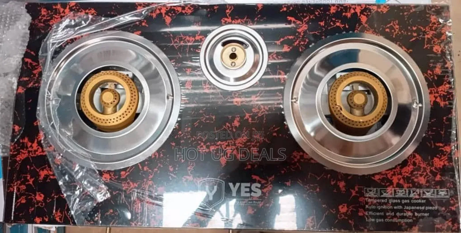 Triple Burner Gas Cooker With A Tempered Glass Top Auto Ignition
