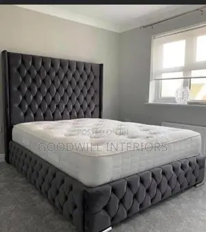 Dark Gray Colored Bed With Modern Design