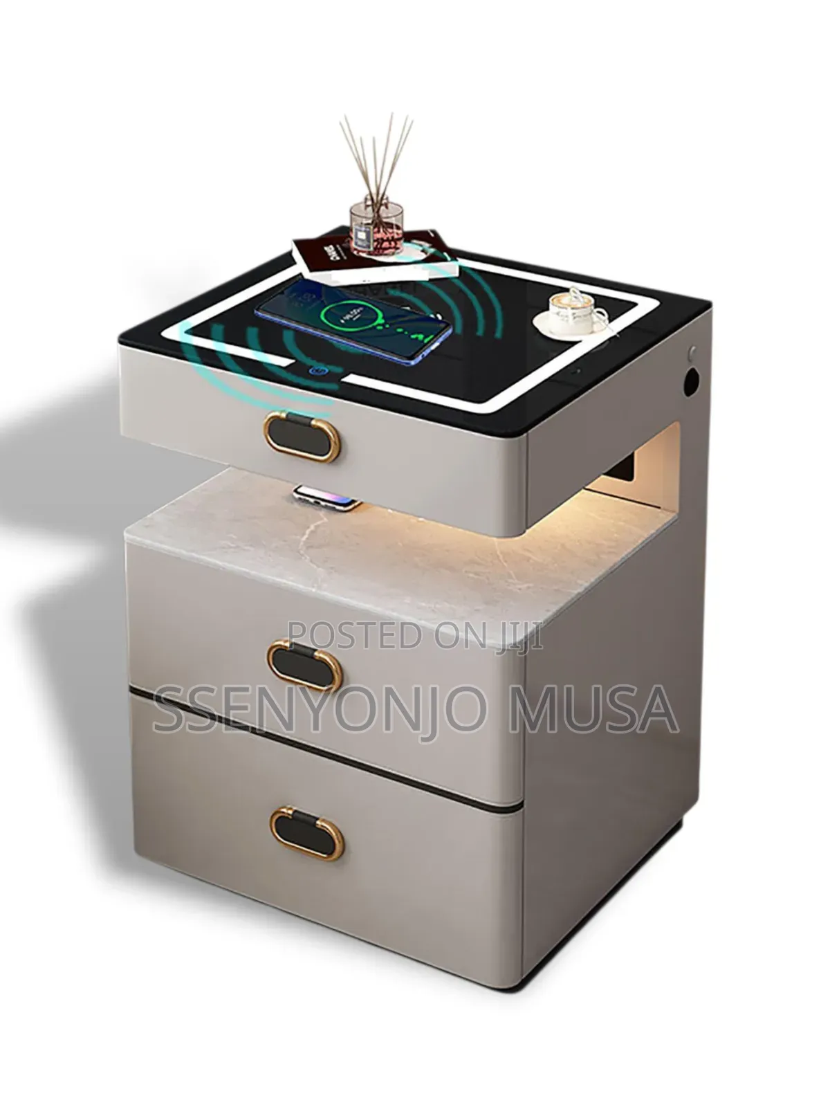 Smart Bedside Table With Safe, Lock, Wireless Charging.