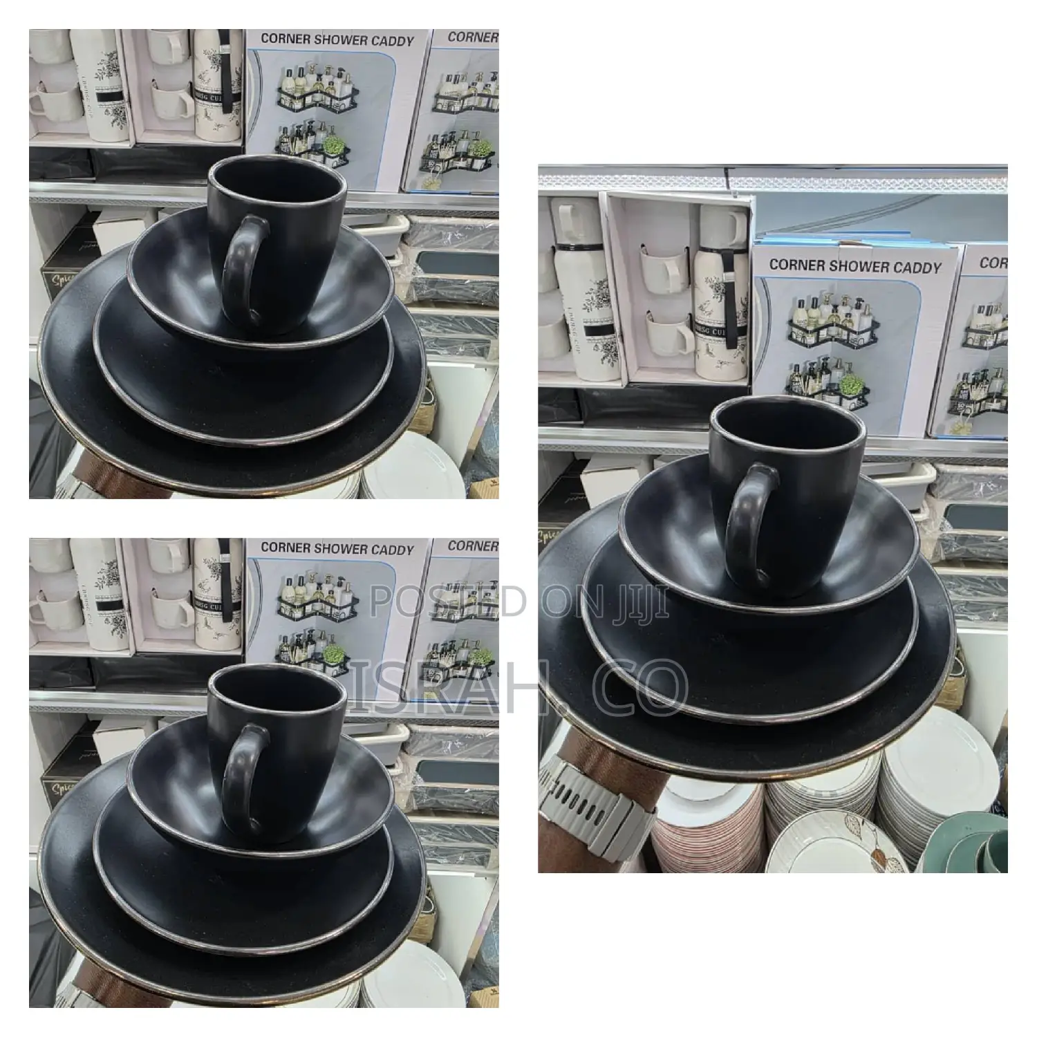 New 16pcs Black Dinnerware Set