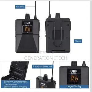 Double Wireless Microphone With Collar And Head Microphone.
