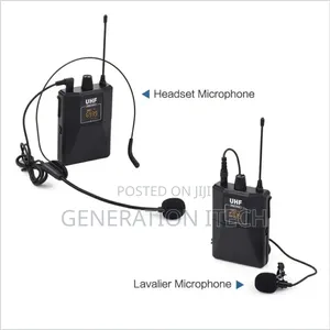 Double Wireless Microphone With Collar And Head Microphone.