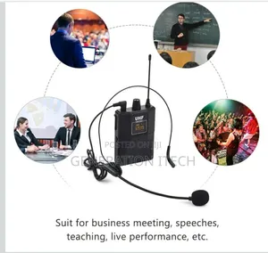 Double Wireless Microphone With Collar And Head Microphone.