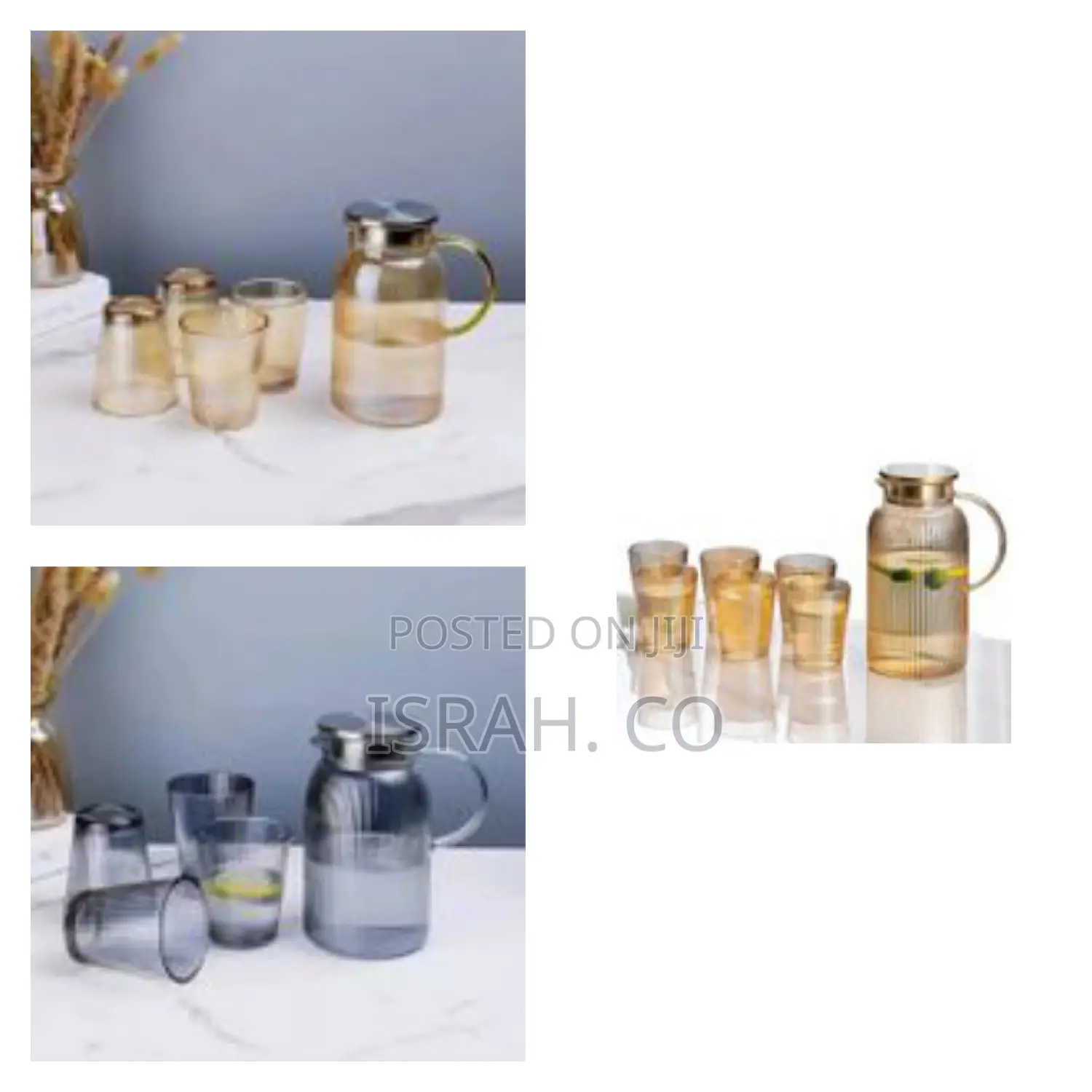 Set of 7 Piece 1 Borosilicate Juice Jug Beverage Water Carafe Kettle