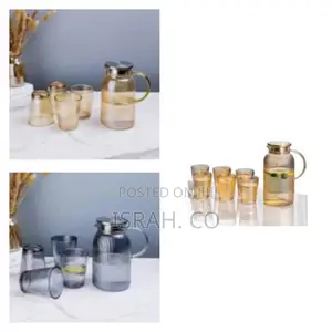 Set of 7 Piece 1 Borosilicate Juice Jug Beverage Water Carafe Kettle
