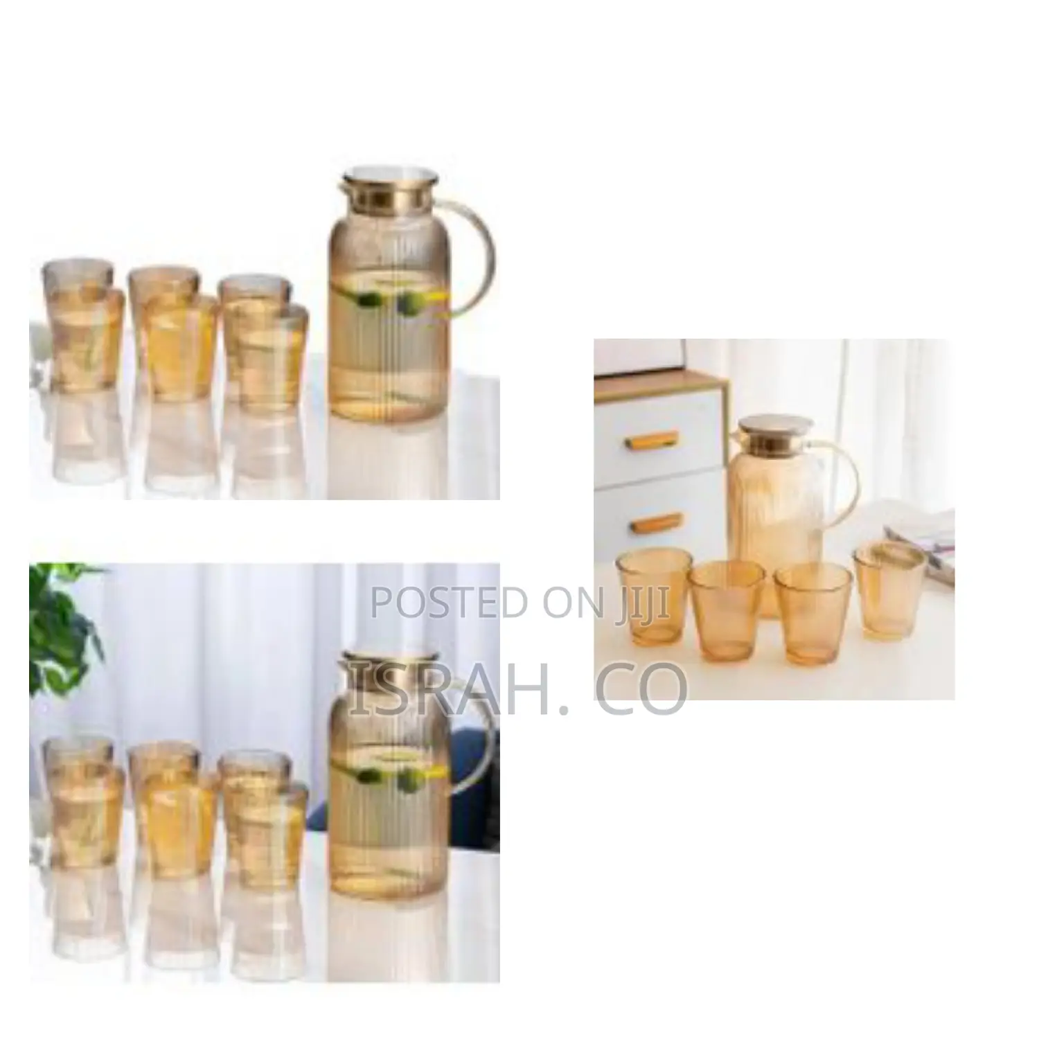Set of 7 Piece 1 Borosilicate Juice Jug Beverage Water Carafe Kettle