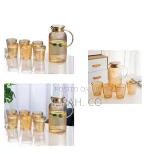 Set of 7 Piece 1 Borosilicate Juice Jug Beverage Water Carafe Kettle