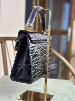 Black Vegan Leather Textured Bag