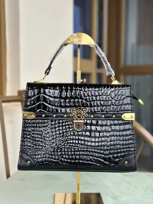 Black Vegan Leather Textured Bag
