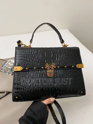 Black Vegan Leather Textured Bag