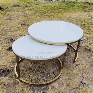 Classic White Round Coffee Table Set of 2