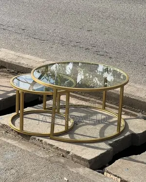 Classic Golden Round Coffee Table Set of 2