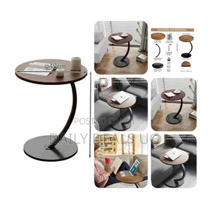 C Shaped End Table,Easy to Assemble Metal Frame Nightstand, Portable