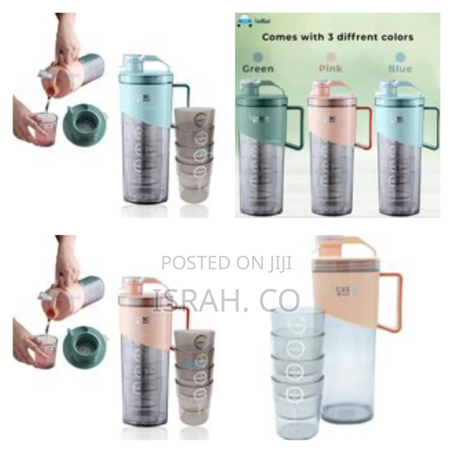 Jug With Glass Set Pitcher Water Jug Set 1.6 L With 4 Cups 280 Ml