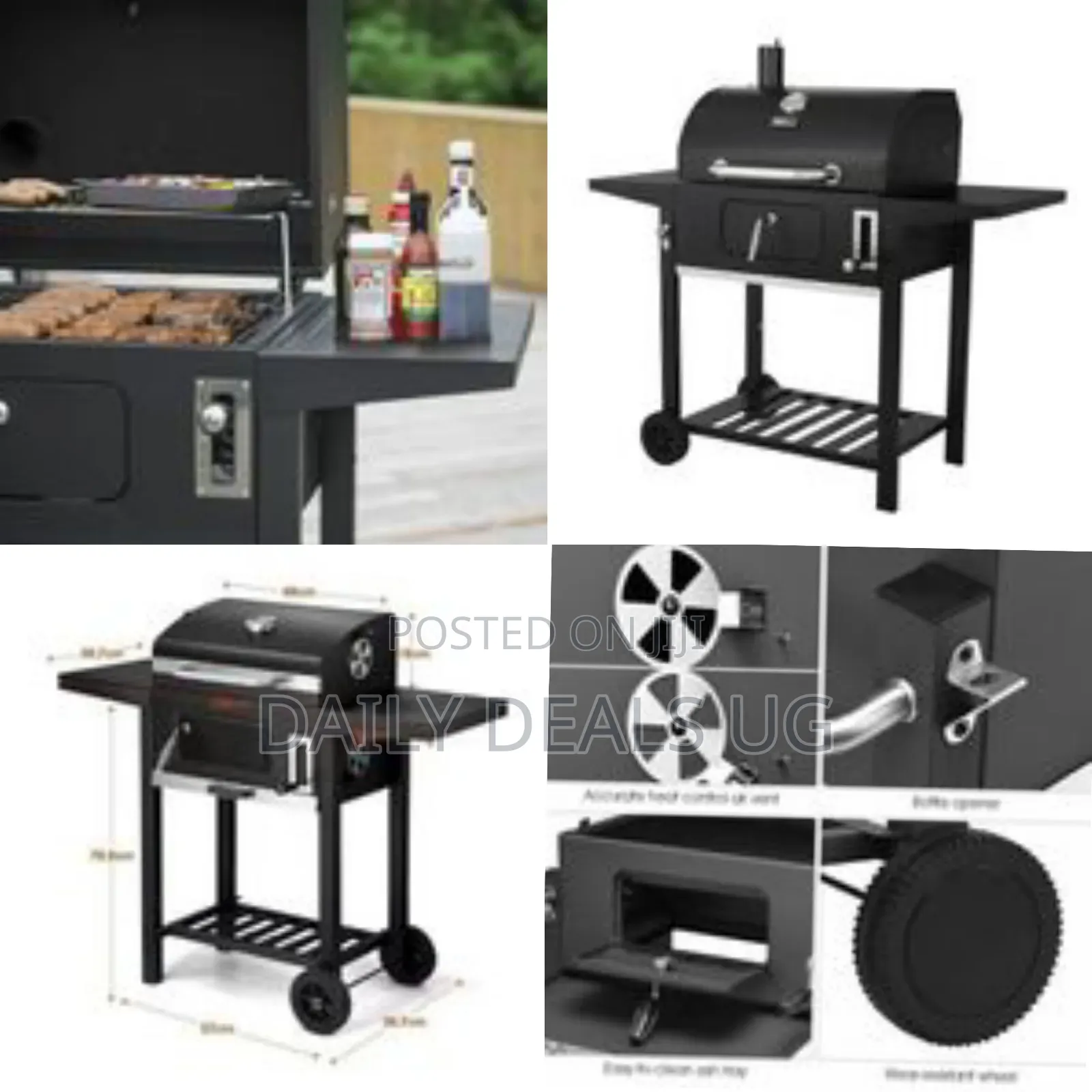 Charcoal Grill, BBQ Smoker Picnic Camping Patio Backyard Cooking-Black