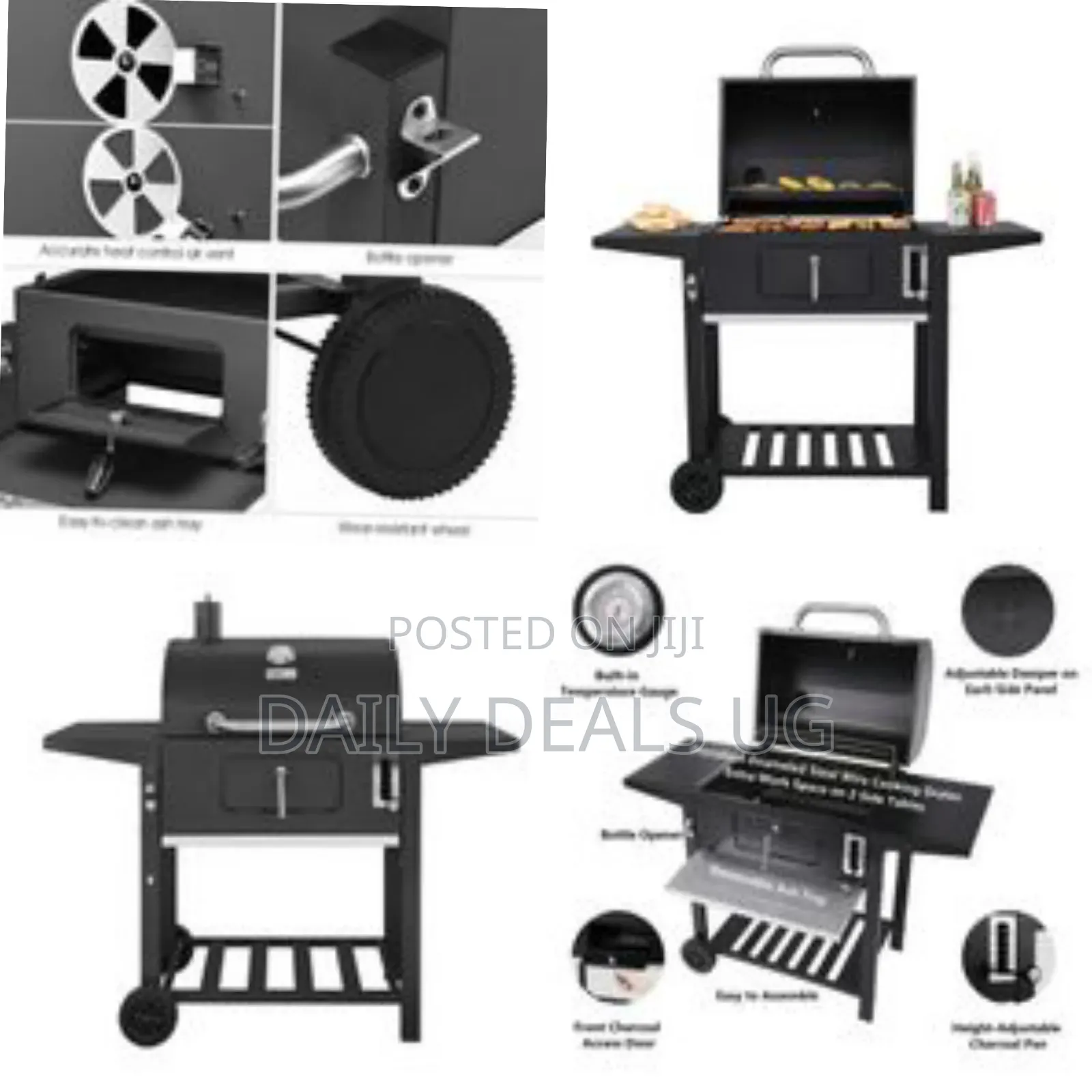 Charcoal Grill, BBQ Smoker Picnic Camping Patio Backyard Cooking-Black