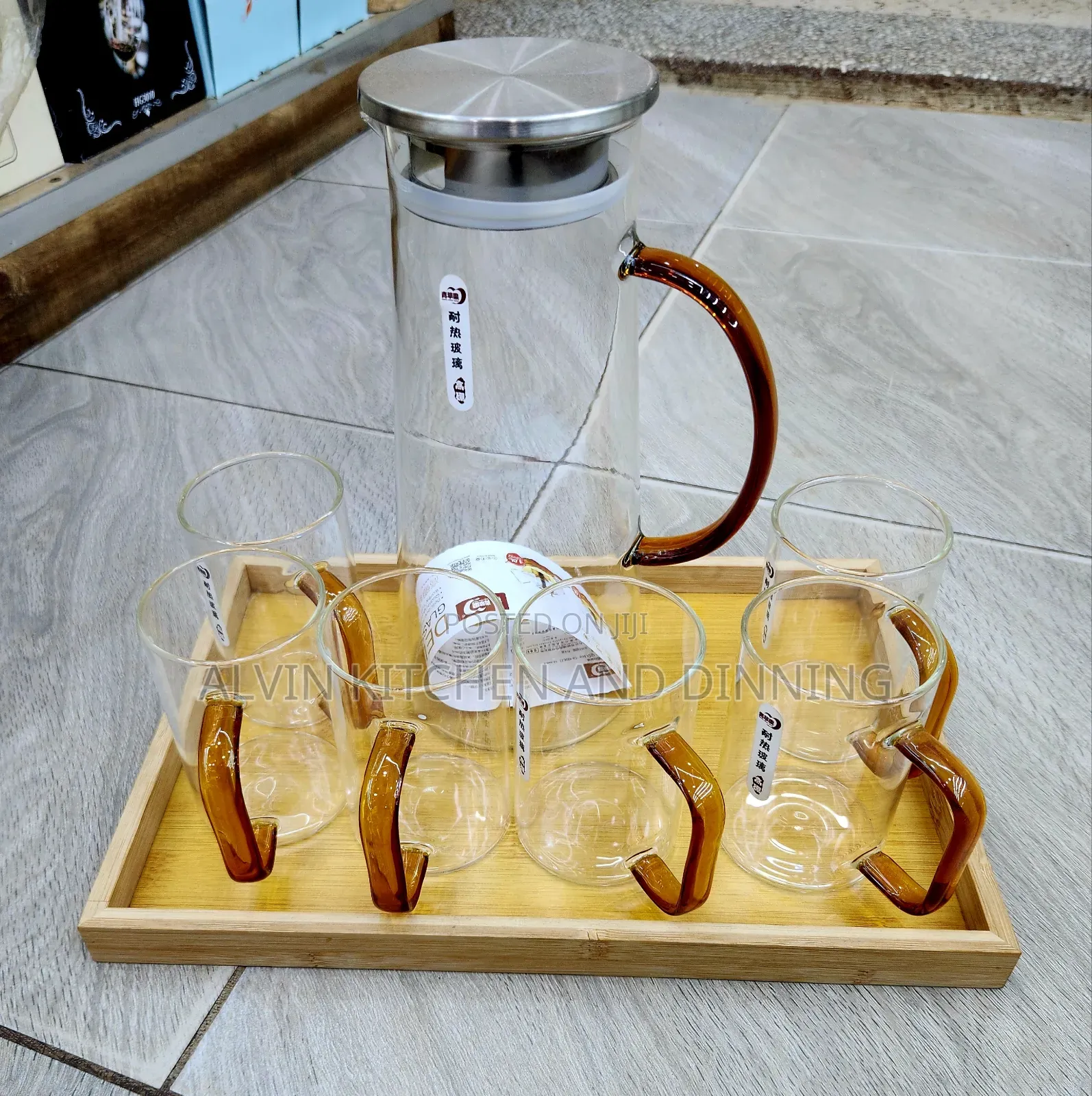 Juice Jug With 6 Drinking Glasses