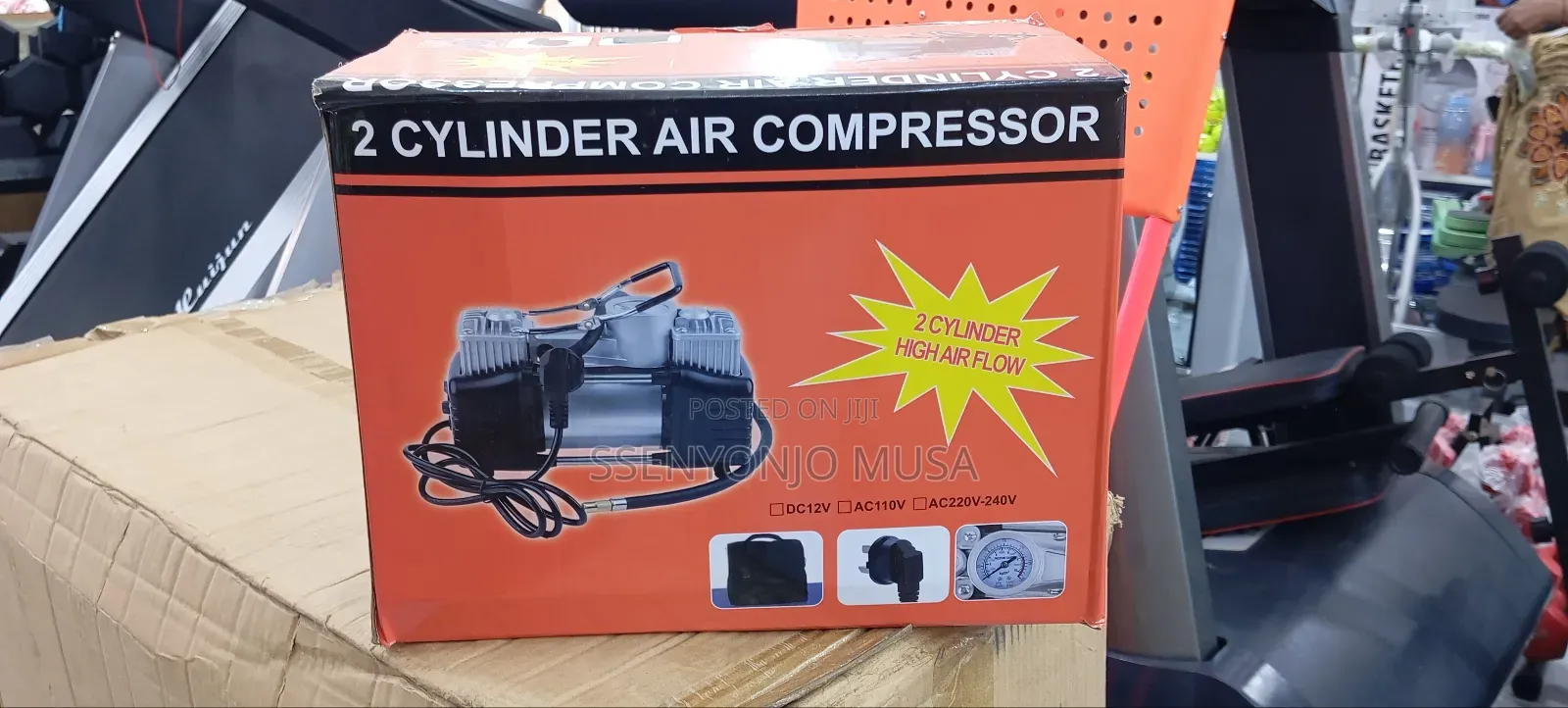 Double Cylinder Air Compressor Tire Inflator – 12v Portable Electric