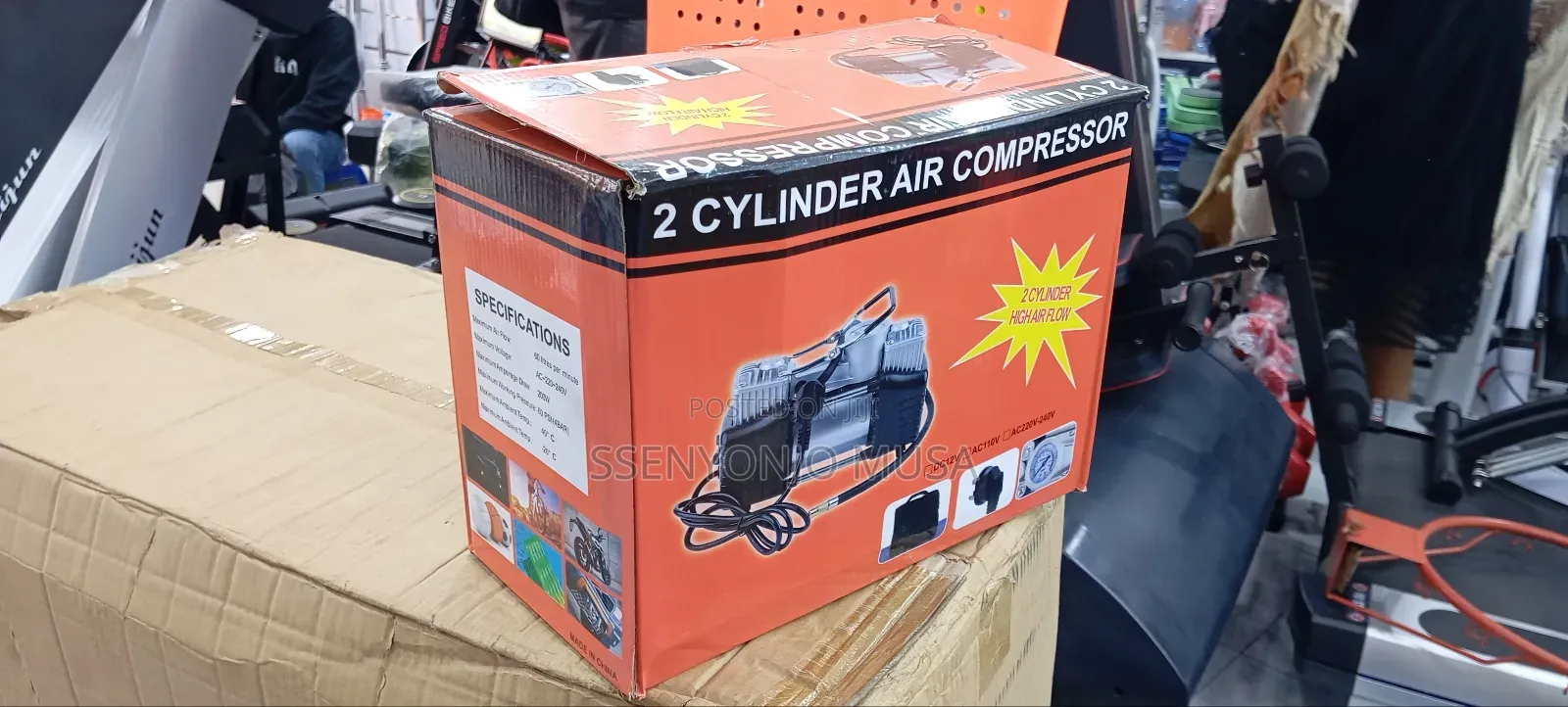 Double Cylinder Air Compressor Tire Inflator – 12v Portable Electric