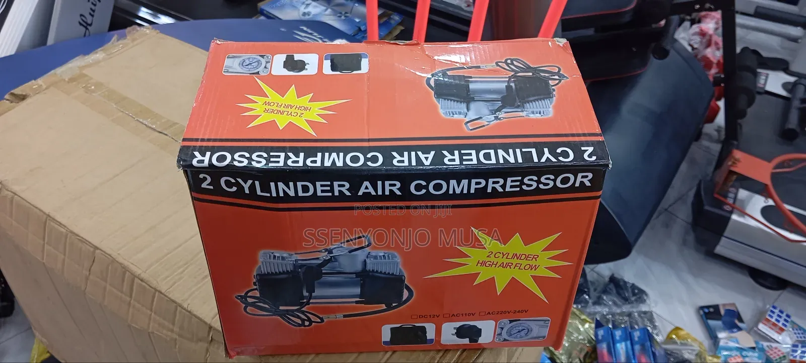 Double Cylinder Air Compressor Tire Inflator – 12v Portable Electric