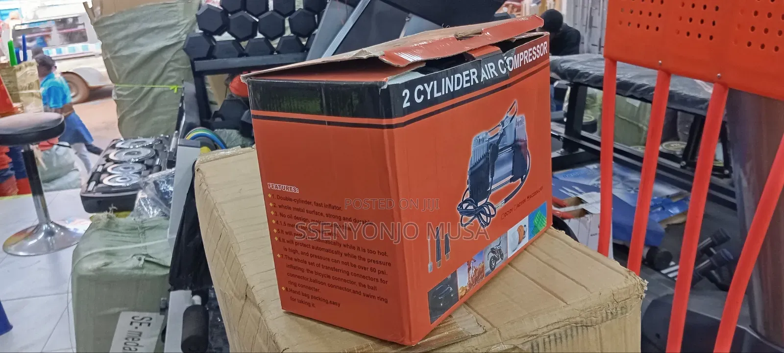 Double Cylinder Air Compressor Tire Inflator – 12v Portable Electric