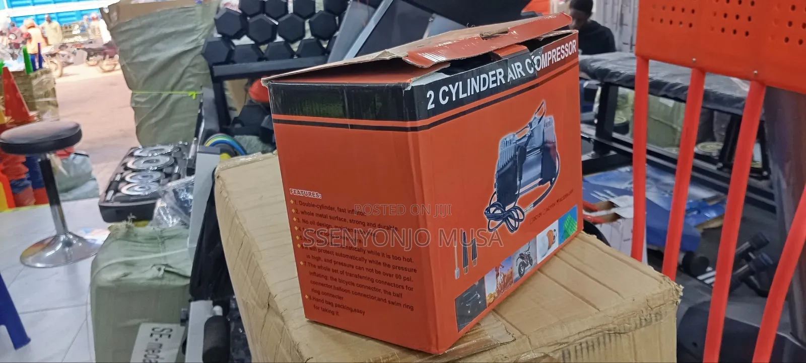 Double Cylinder Air Compressor Tire Inflator – 12v Portable Electric