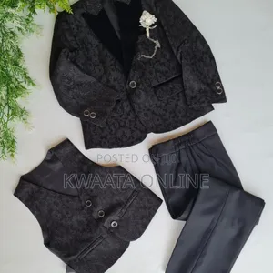 3 Piece Set Boys Slim Fit Floral Tuxedo Suit