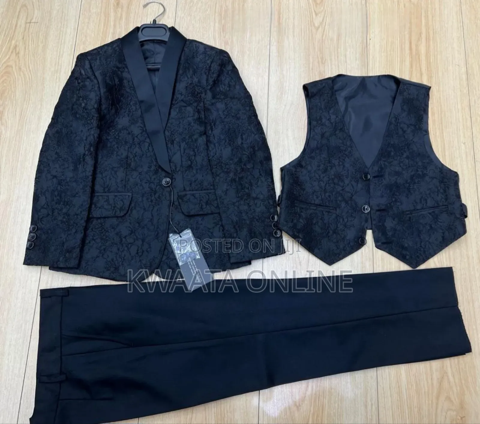 3 Piece Set Boys Slim Fit Floral Tuxedo Suit