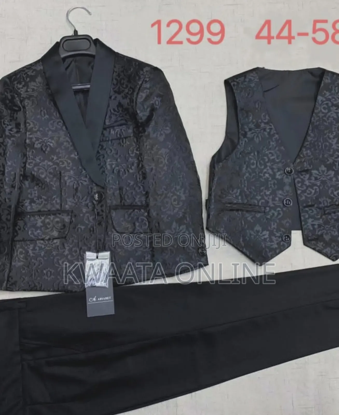 3 Piece Set Boys Slim Fit Floral Tuxedo Suit