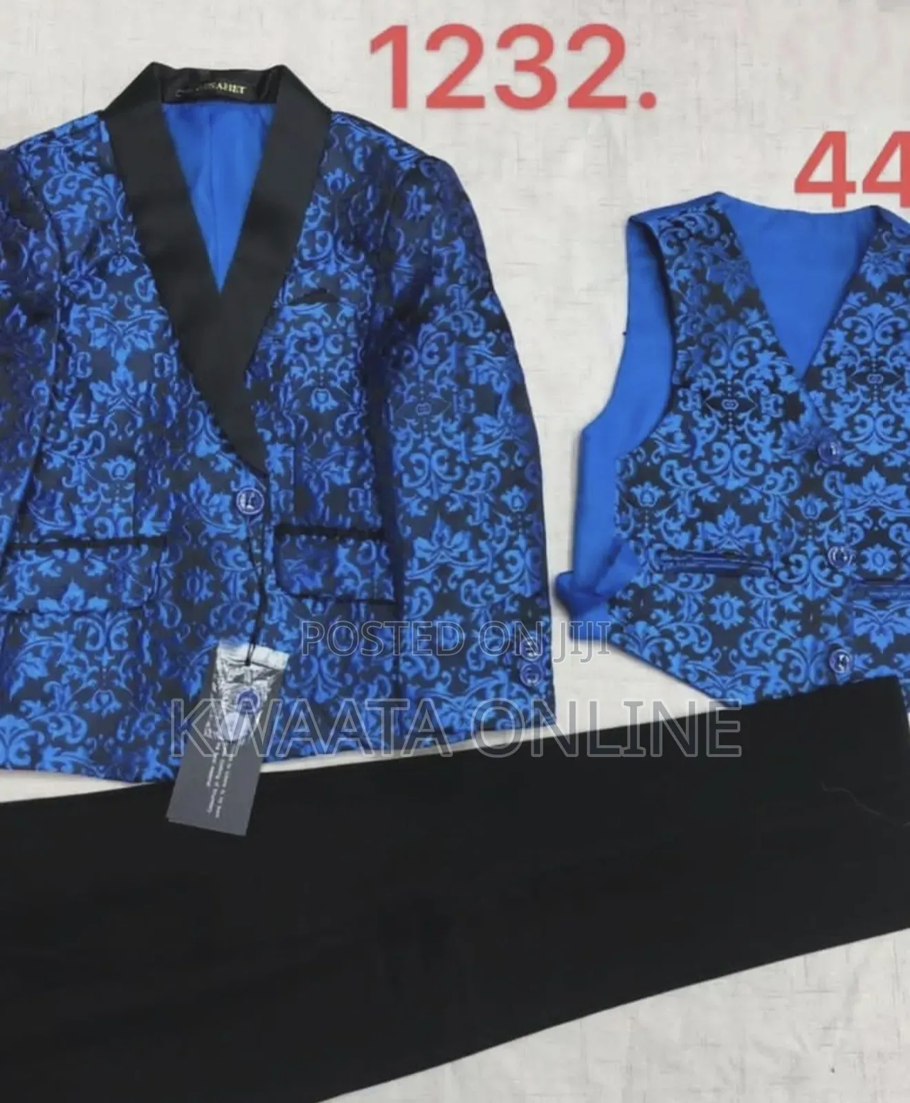 3 Piece Set Boys Slim Fit Floral Tuxedo Suit