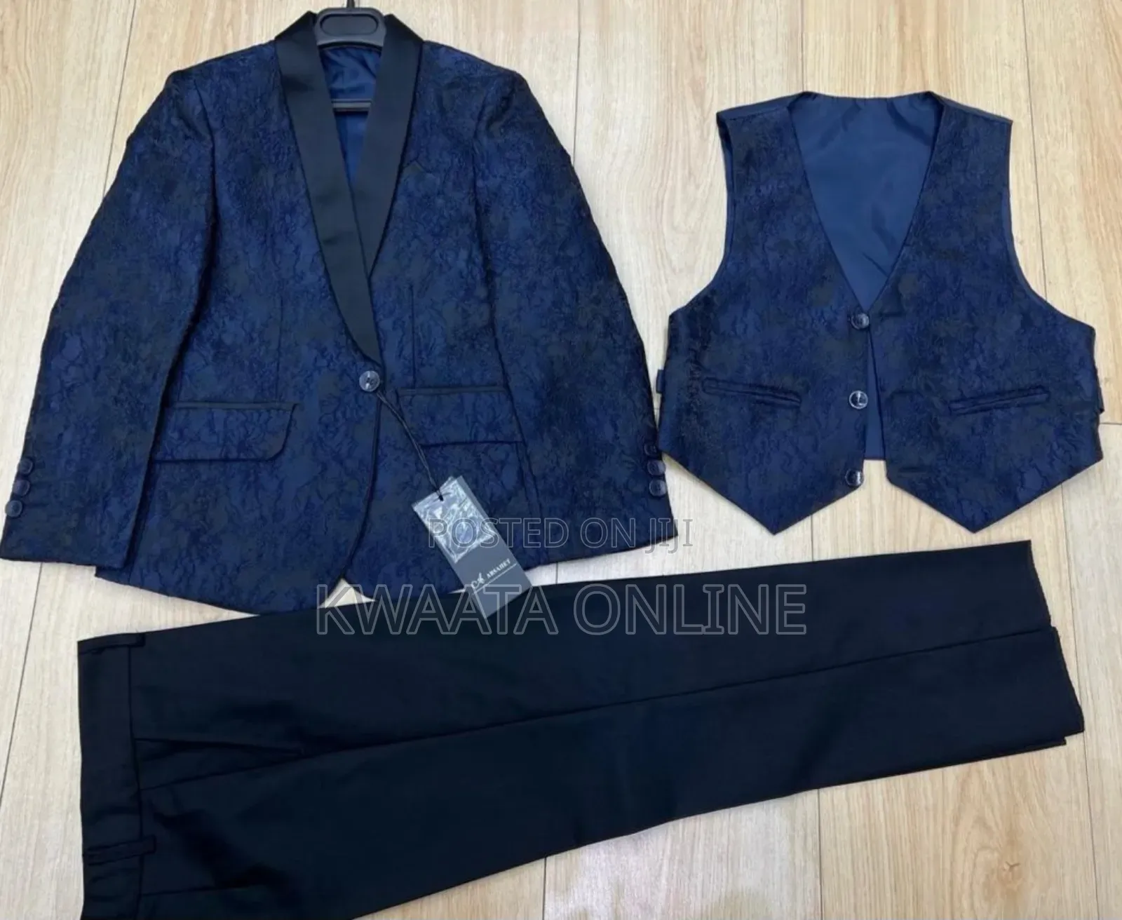 3 Piece Set Boys Slim Fit Floral Tuxedo Suit