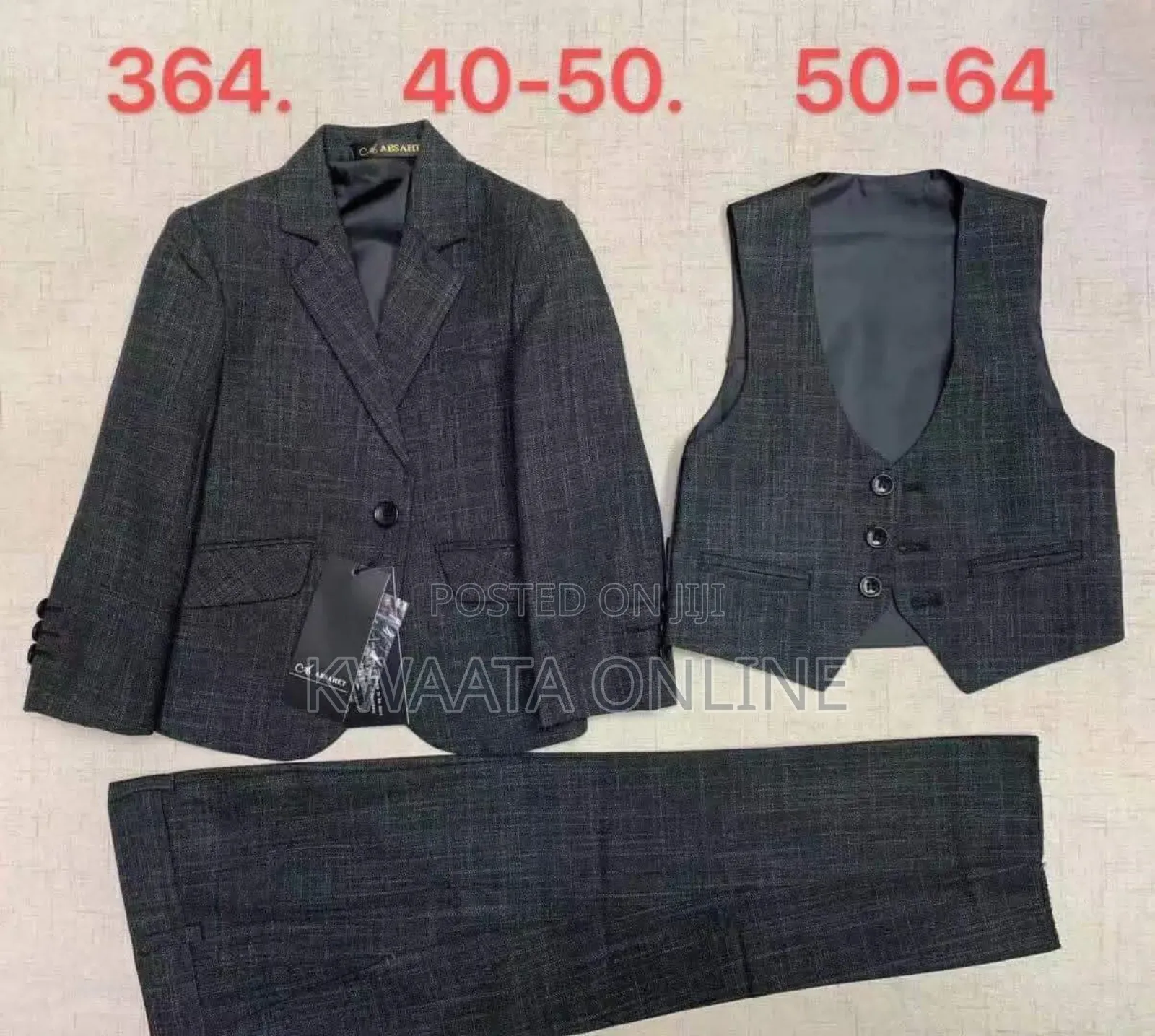 3-Piece Boys' Checked Slim Fit Suit Jackets + Vest + Trousers