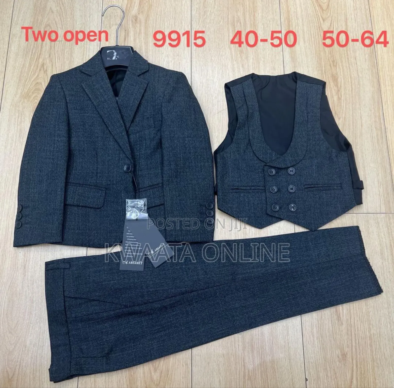 3-Piece Boys' Checked Slim Fit Suit Jackets + Vest + Trousers