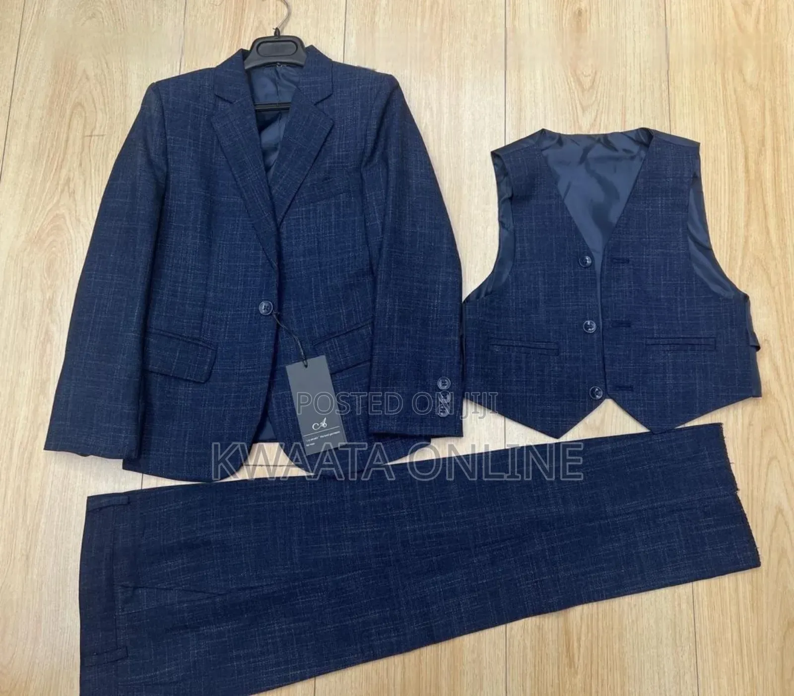 3-Piece Boys' Checked Slim Fit Suit Jackets + Vest + Trousers